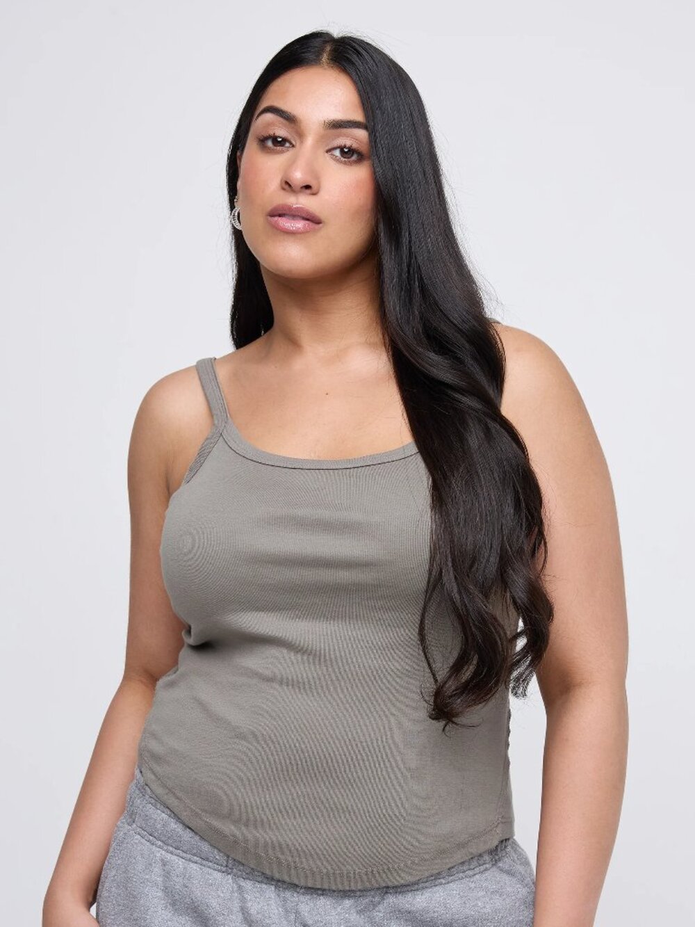 KASICS Taupe Cotton Baby Rib Racerback Tank, Size M